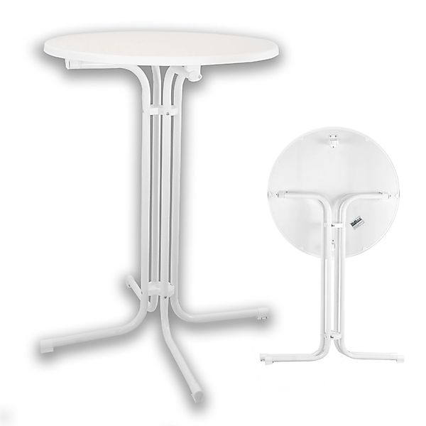 TRUTZHOLM Stehtisch Klappbar Durchmesser 70 cm Höhe 110 cm Stahl Weiß günstig online kaufen