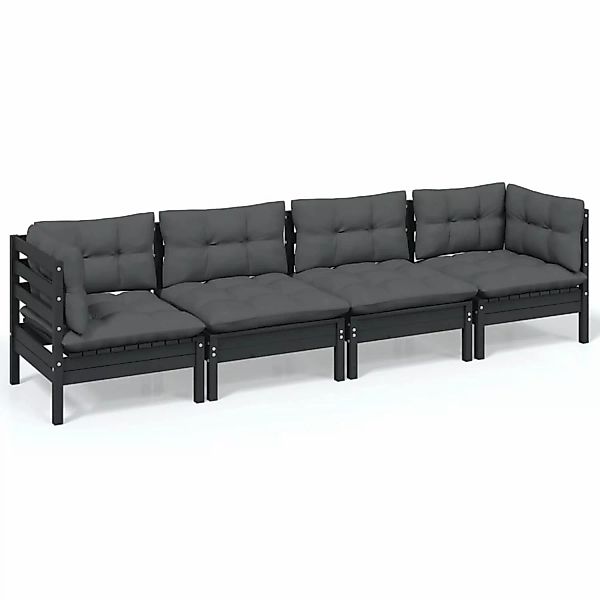 vidaXL 4-tlg Garten-Lounge-Set mit Kissen Massivholz Kiefer Modell 5 günstig online kaufen