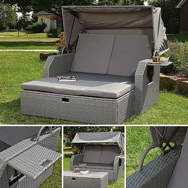 Feel2Home Strandkorb Strandkorb Grau Garten Sonnendach günstig online kaufen