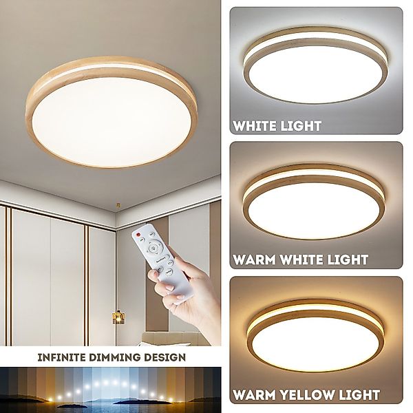 style home Deckenleuchte LED Deckenlampe Holz, günstig online kaufen