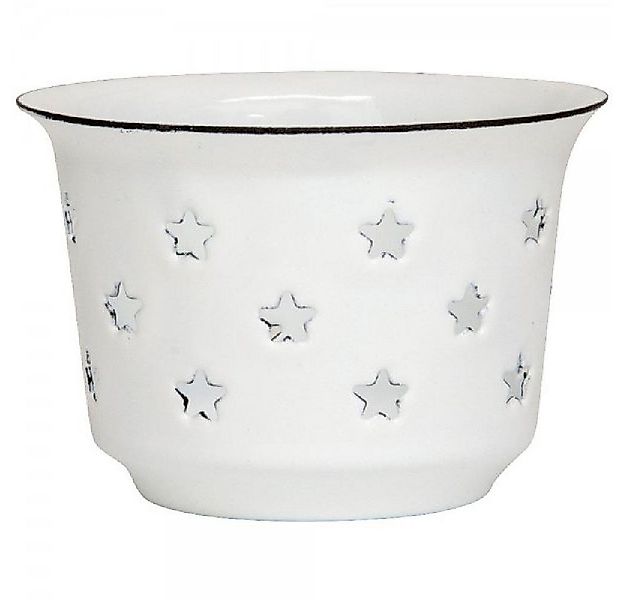 Ib Laursen Windlicht Ib Laursen Teelichthalter mit Sternen Emaille Weiß günstig online kaufen