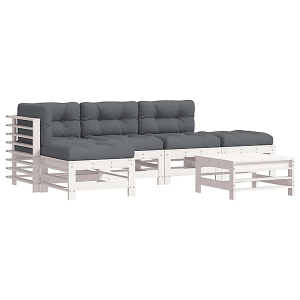 vidaXL 6-tlg Garten-Lounge-Set mit Kissen Weiß Kiefernholz Modell 17 günstig online kaufen