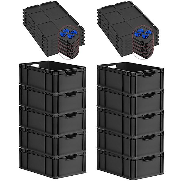 PROREGAL SparSet 10x Eurobox Nextgen Grip Mit Auflagedeckel Und Blauen Vers günstig online kaufen