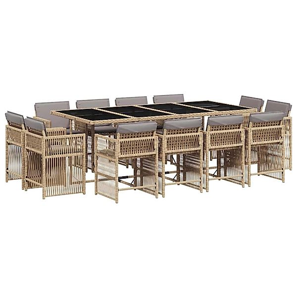 vidaXL 13-Tlg Garten-Essgruppe mit Kissen Beigemischung Poly Rattan 3211764 günstig online kaufen