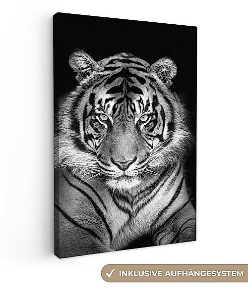 OneMillionCanvasses® Leinwandbild Tiger - Schwarz, Fotodruck (1 St), Leinwa günstig online kaufen