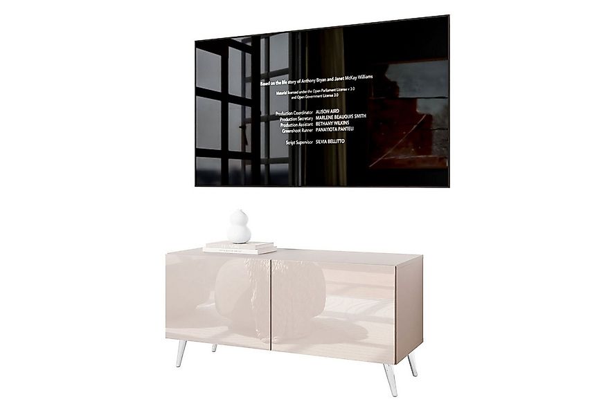 Lookway TV-Schrank COLGANTE 100 Kaschmir Hochglanz mit Metallbeinen günstig online kaufen