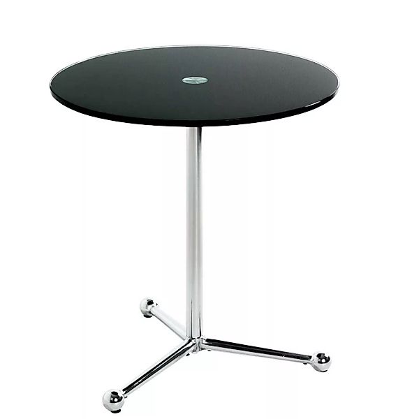 Kleiner Glas Tisch mit runder Tischplatte Gestell verchromt günstig online kaufen