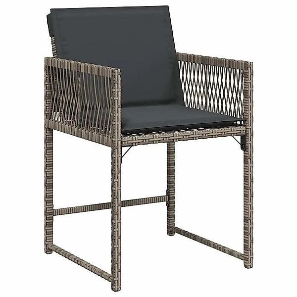 vidaXL Gartenstühle mit Kissen 4 Stk Grau Poly Rattan 365019 günstig online kaufen