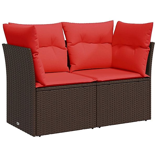 vidaXL Gartensofa mit Kissen 2-Sitzer Braun Poly Rattan 366226 günstig online kaufen