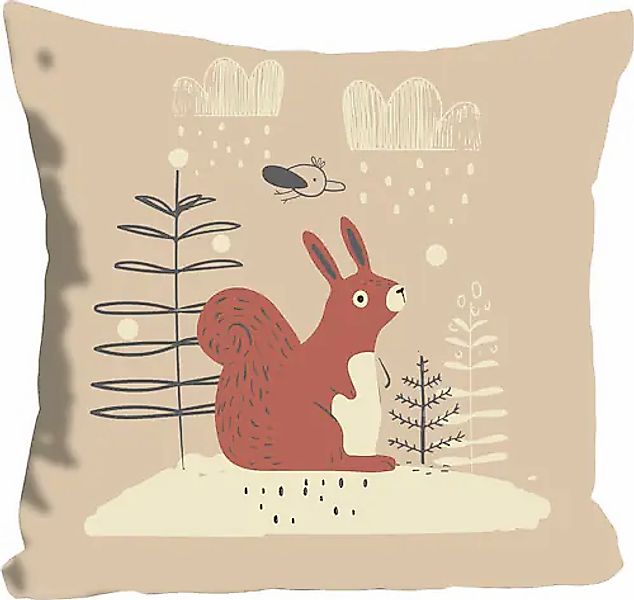 queence Dekokissen »Jona«, (1 St.), mit einem süßen Eichhörnchen, Kissenhül günstig online kaufen