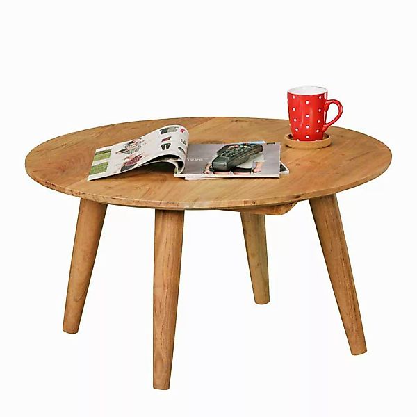 Runder Couchtisch aus Akazie massiv 75 cm günstig online kaufen