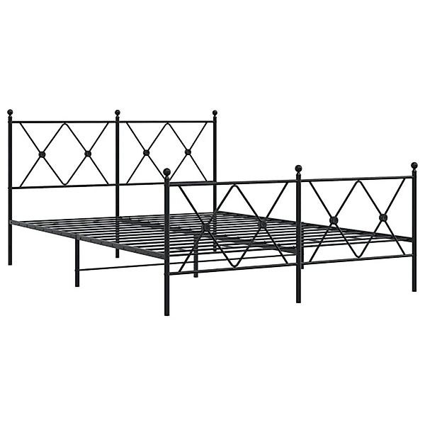 vidaXL Bettgestell mit Kopf- und Fußteil Metall Schwarz 140x200 cm 376521 günstig online kaufen