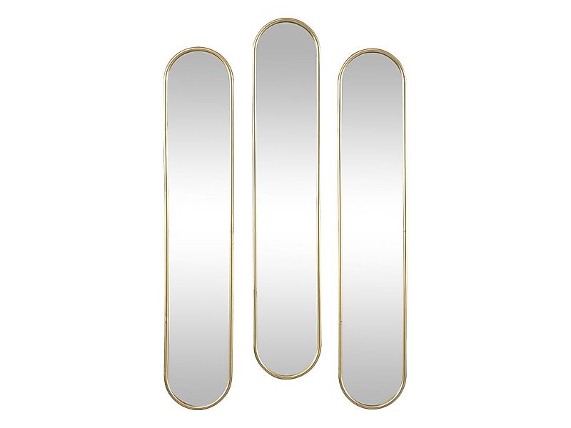 3er-Set Spiegel oval - 25 x 120 cm - Metall - Goldfarben - JAYLEN günstig online kaufen