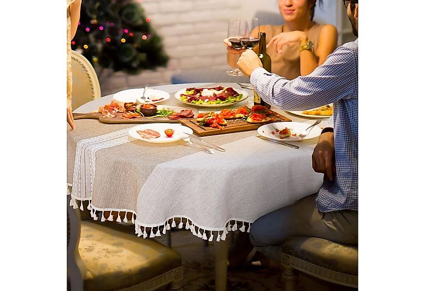 FELIXLEO Tischdecke Tischdecke Rund 140 cm Abwaschbar Baumwolle Staubdicht günstig online kaufen