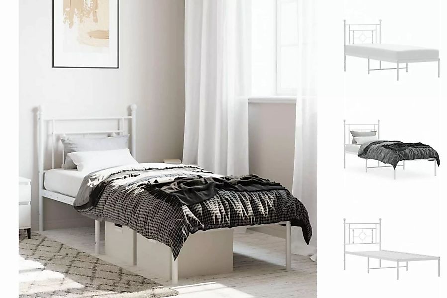 vidaXL Bettgestell Bettgestell mit Kopfteil Metall Weiß 80x200 cm Bett Bett günstig online kaufen