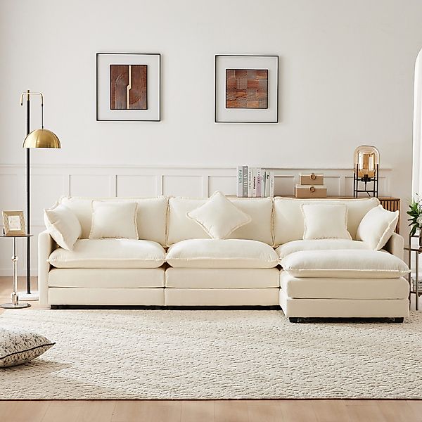 Merax Sofa L-förmiges Ecksofa aus Chenille-Stoff, günstig online kaufen