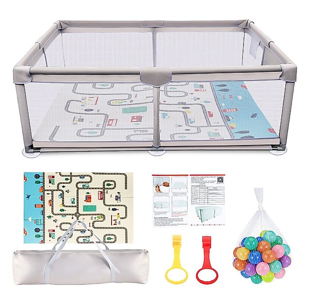 ElitVita Laufgitter Laufstall Baby, 300D Oxford Stoff, mit Faltbar Spielmat günstig online kaufen