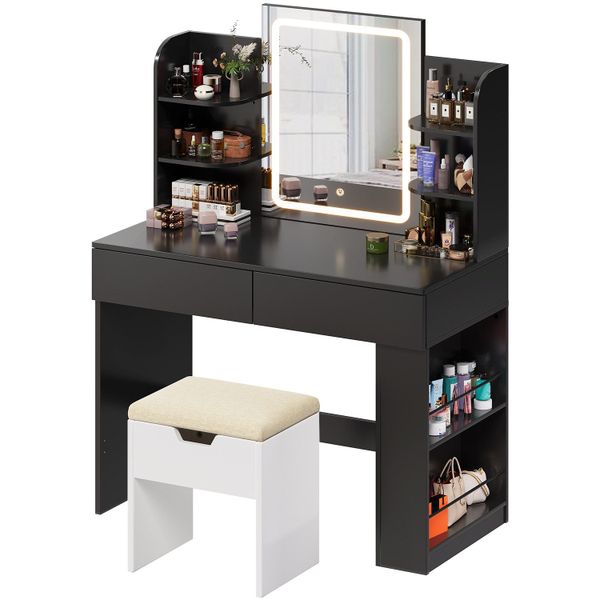 HOMALL Schminktisch mit Spiegel, LED-Beleuchtung, einstellbare günstig online kaufen