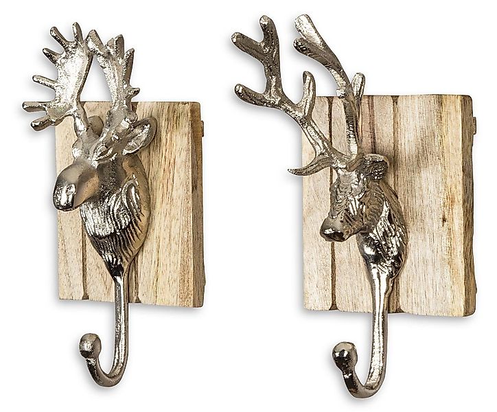 Levandeo® Garderobenhaken, 2er Set Wandhaken Hirsch günstig online kaufen
