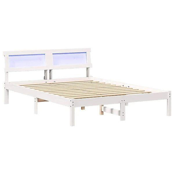 vidaXL Bettgestell mit Kopfteil Weiß 140 x 190 cm Massivholz Kiefer 872825 günstig online kaufen