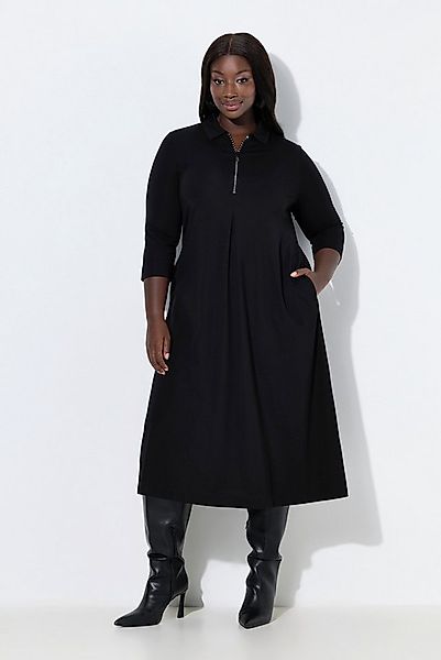 Ulla Popken Midikleid Puntokleid Glitzer-Reißverschluss 3/4-Arm günstig online kaufen