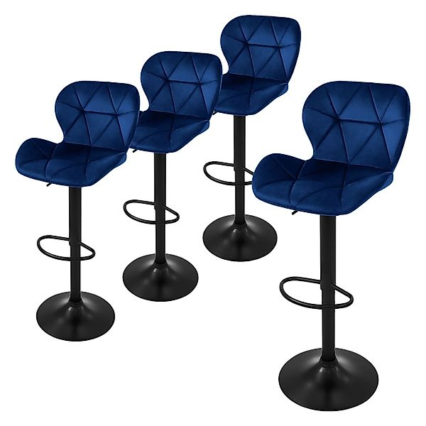 ML-Design Barhocker 4Er Set aus Samt Blau Gepolsterter Drehbar Hocker günstig online kaufen