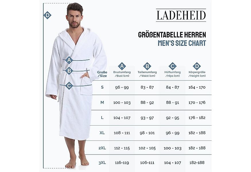 Ladeheid Bademantel Herren Frottee Bademantel aus 100% Baumwolle LA40-190, günstig online kaufen