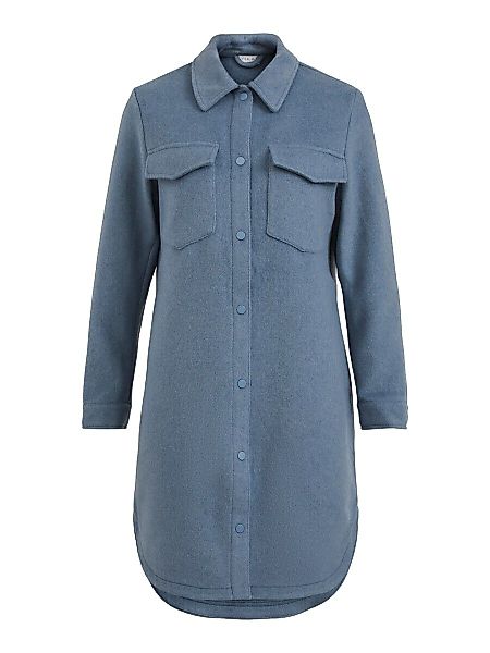 VILA Lange Wollhemd- Jacke Damen Blau günstig online kaufen