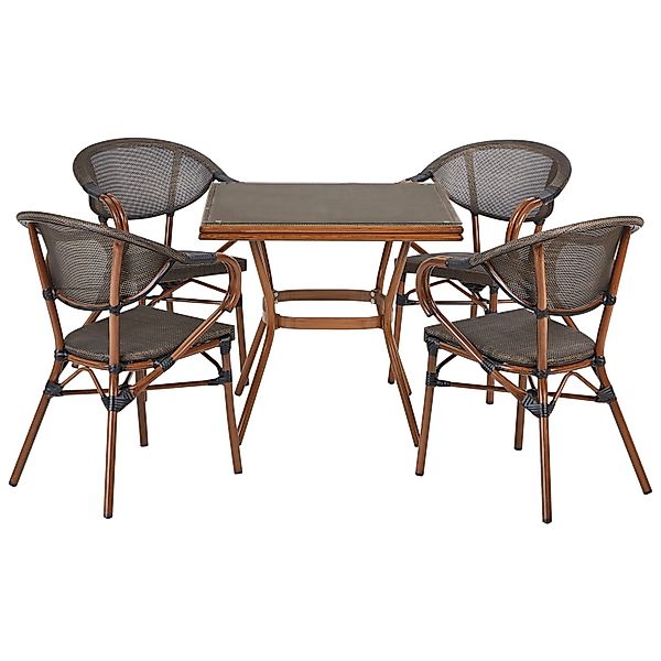 Beliani Gartentisch Set CASPRI II Grau Dunkler Holzfarbton günstig online kaufen