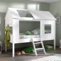 Halbhochbett in Haus Optik Weiß günstig online kaufen