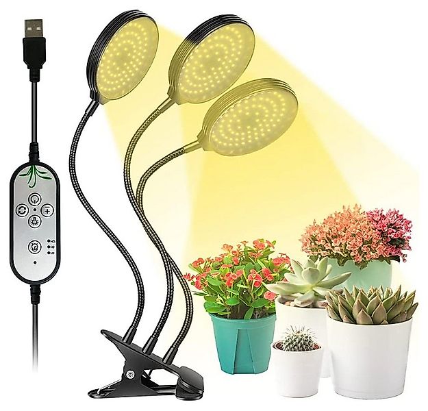 Rosnek Pflanzenlampe 1/2/3/4 Köpfe, dimmbar, ein Clip, Timer, für Zimmerpfl günstig online kaufen