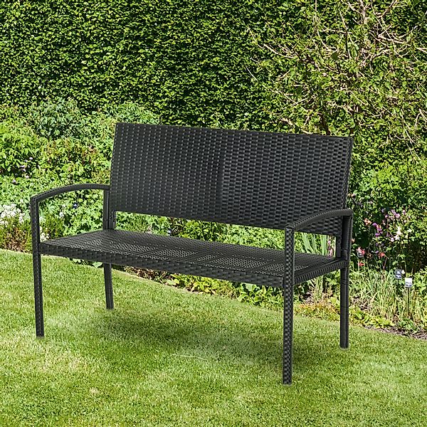 Outsunny Gartenbank für 2 Personen, bis 240 kg Belastbar, Schwarz, 122 x 60 günstig online kaufen