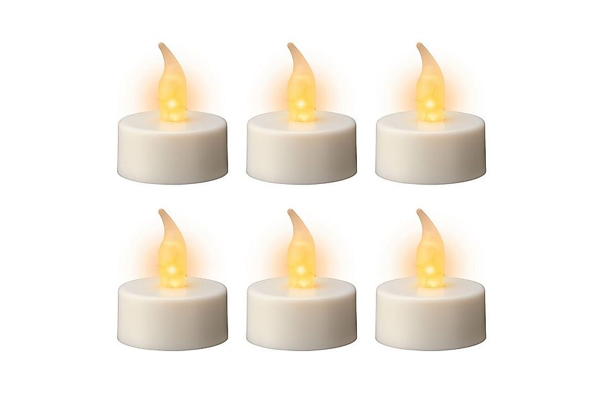 Lumineo LED-Kerze, LED Teelichter 1,7cm Kunststoff 6er Set Weiß / Warmweiß günstig online kaufen