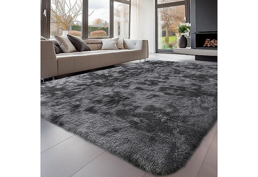 LuxusKollektion Hochflor-Teppich Großer Hochflor Teppich Grau 200x300 Anti- günstig online kaufen