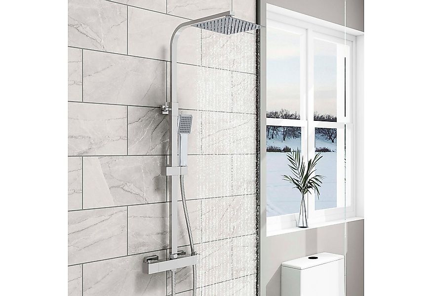 duschspa Duschsystem 20x20cm eckig Regenduschset mit Kopfbrause, 2 Strahlar günstig online kaufen