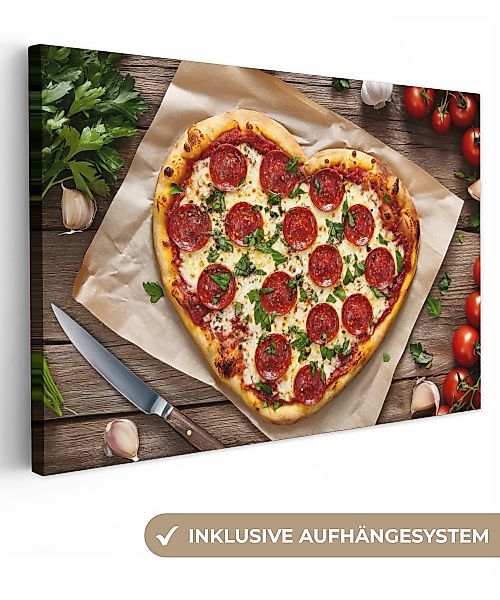 OneMillionCanvasses® Leinwandbild Pizza - Herz - günstig online kaufen