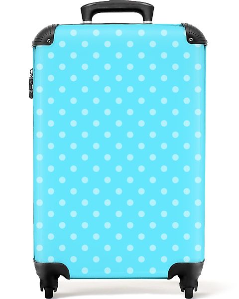 NoBoringSuitcases.com© Hartschalen-Trolley Blau - Punkte - günstig online kaufen