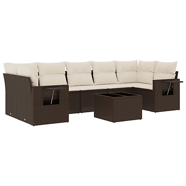 vidaXL 8-Tlg Garten-Sofagarnitur mit Kissen Braun Poly Rattan 3252280 günstig online kaufen