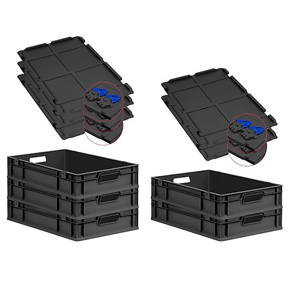 PROREGAL SuperSparSet 5x Eurobox Nextgen Grip Mit Scharnierdeckel Und Blaue günstig online kaufen