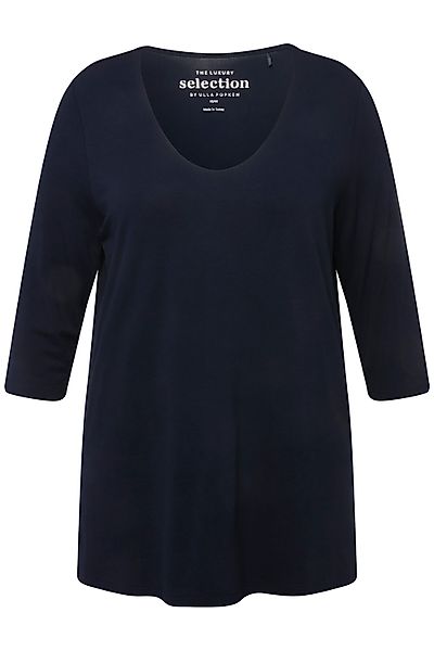Ulla Popken T-Shirt Shirt tiefer Rundhalsausschnitt günstig online kaufen