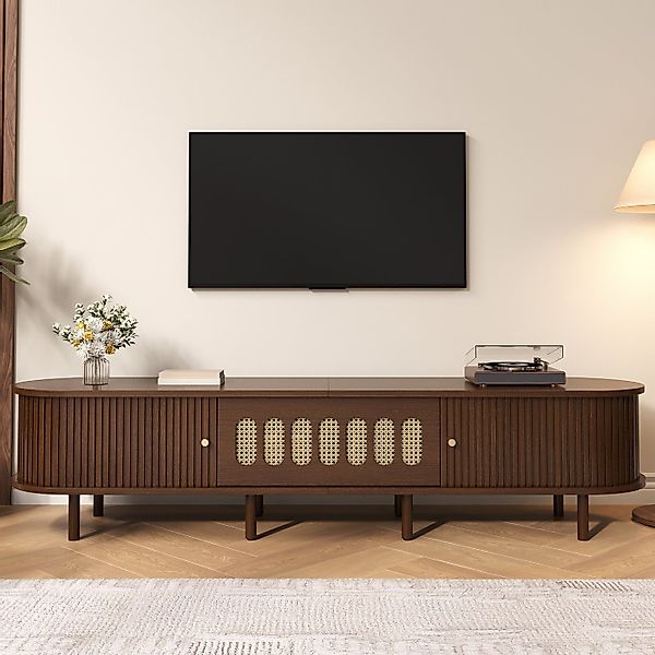 Merax Lowboard TV-Ständer mit Rattan-Design, (180×40×40cm, 1 St., Perfekt f günstig online kaufen