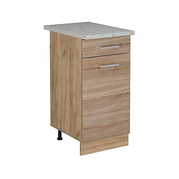 Vicco Unterschrank R-Line, Sonoma/Goldkraft Eiche, 40 cm AP Marmor günstig online kaufen