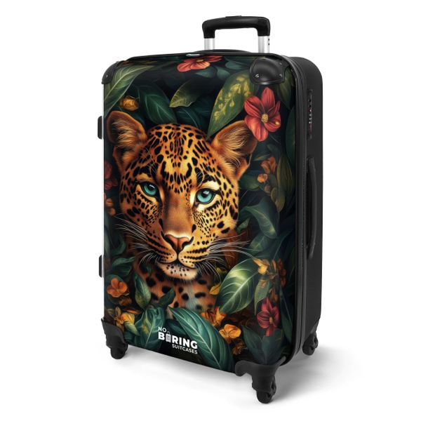 NoBoringSuitcases.com© Hartschalen-Trolley Leopard zwischen tropischen Blum günstig online kaufen