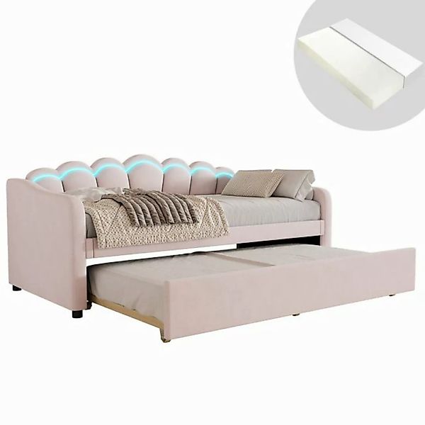 HAUSS SPOLE Schlafsofa mit ausziehbarem Bett, Umgebungslicht, Samt Rosa mit günstig online kaufen