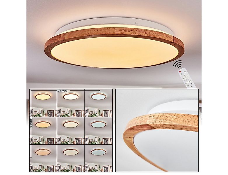 hofstein Deckenleuchte Deckenlampe aus Metall/Holz/Kunststoff in Weiß/Natur günstig online kaufen
