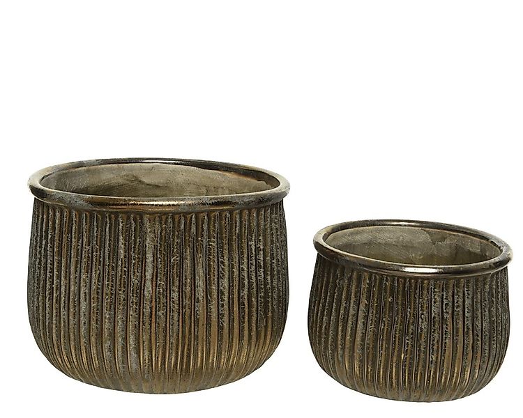 Kaemingk Übertopf Blumentopf Pflanztopf Steingut bronze günstig online kaufen