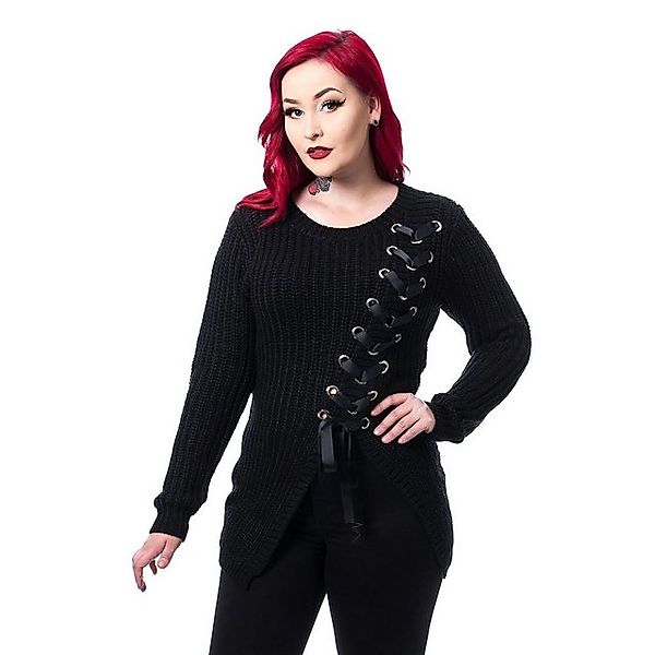 Poizen Industries Strickpullover Meleri Top Gothic Pulli Schnürung günstig online kaufen