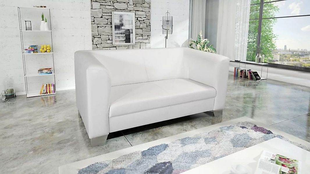 Küchen-Preisbombe Sofa Edles Loungesofa Chicago 2-er Kunstleder weiss Couch günstig online kaufen