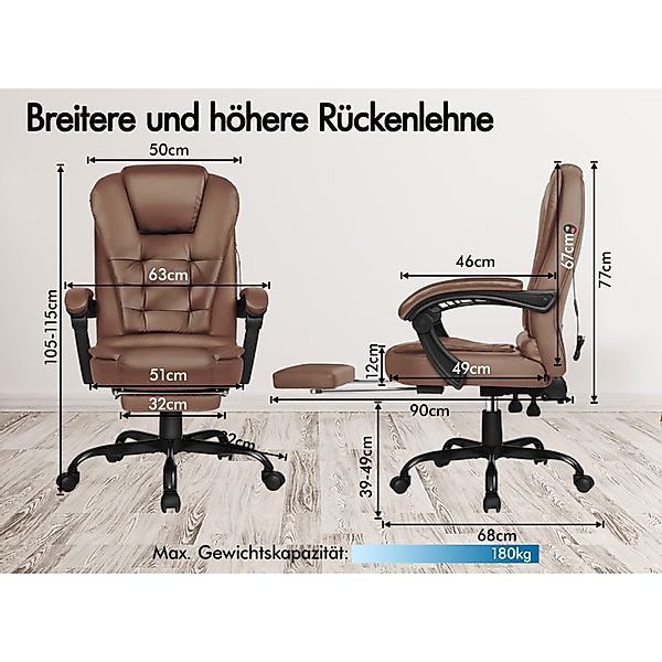 ALFORDSON Bürostuhl mit Massagefunktion, Fußstütze und günstig online kaufen