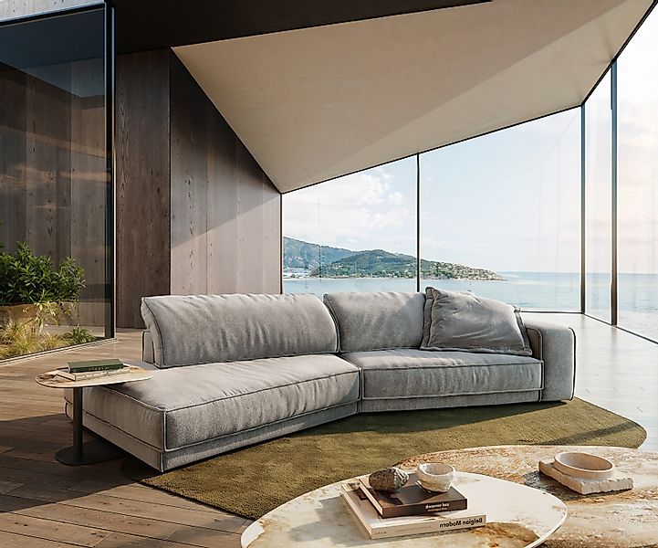 Big-Sofa Snoosh 400x150 cm Strukturstoff Soft Grau Recamiere links günstig online kaufen